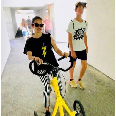 young woman riding alinker